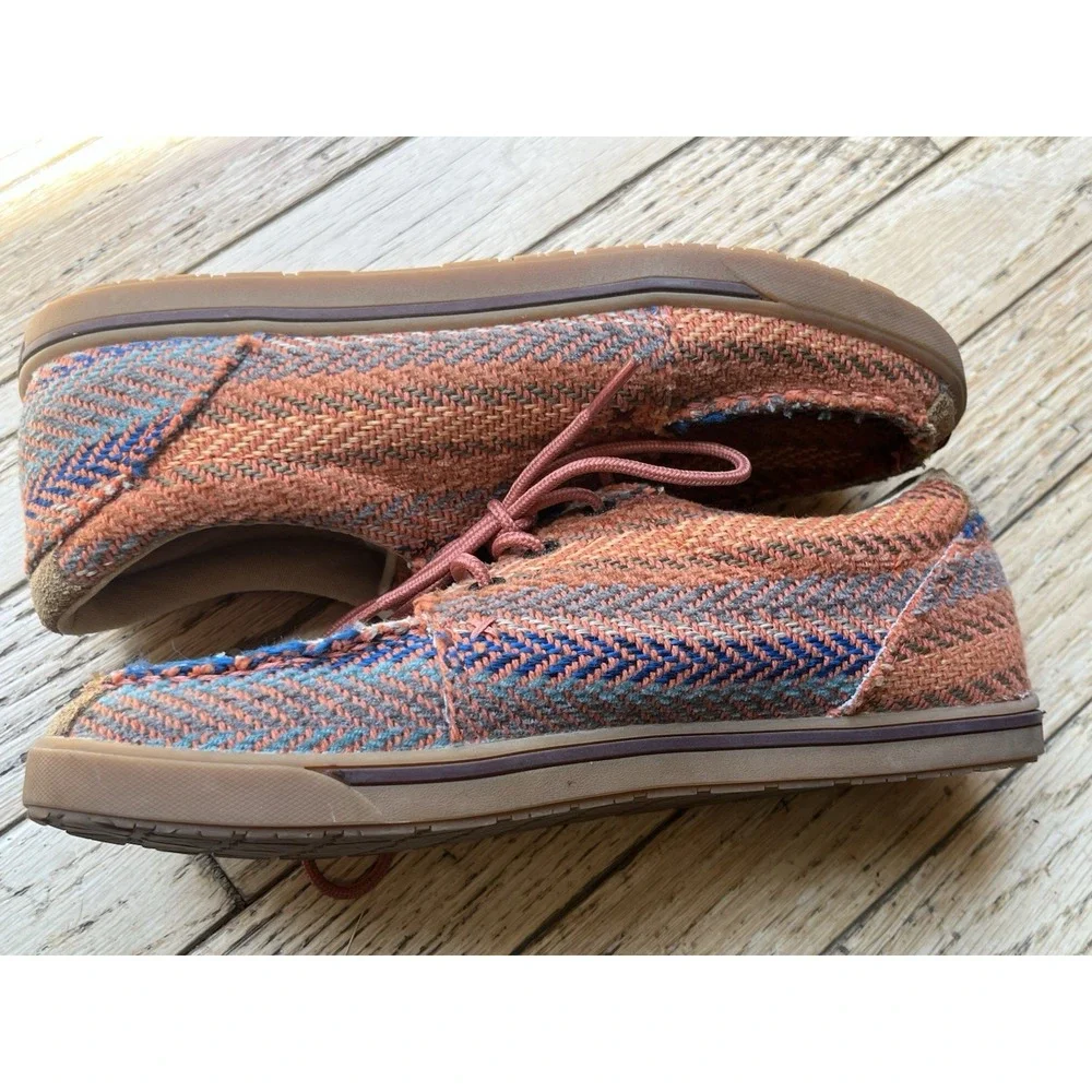 Twisted X Boots Moccasins Boho Patchwork Hippie Orange Shoes Slip‎ Ons Sz 7